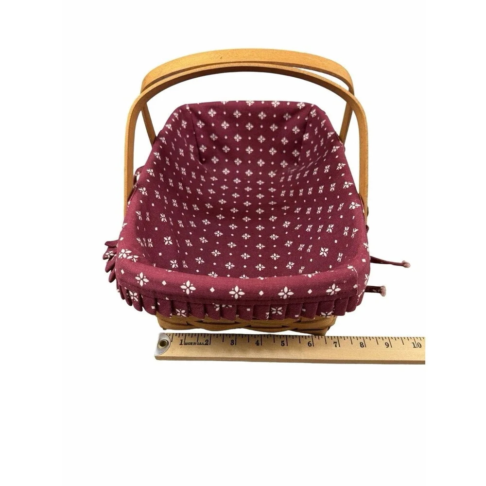 Longaberger 1994 Mother's Day Basket Classic Burgundy Floral Fabric Liner